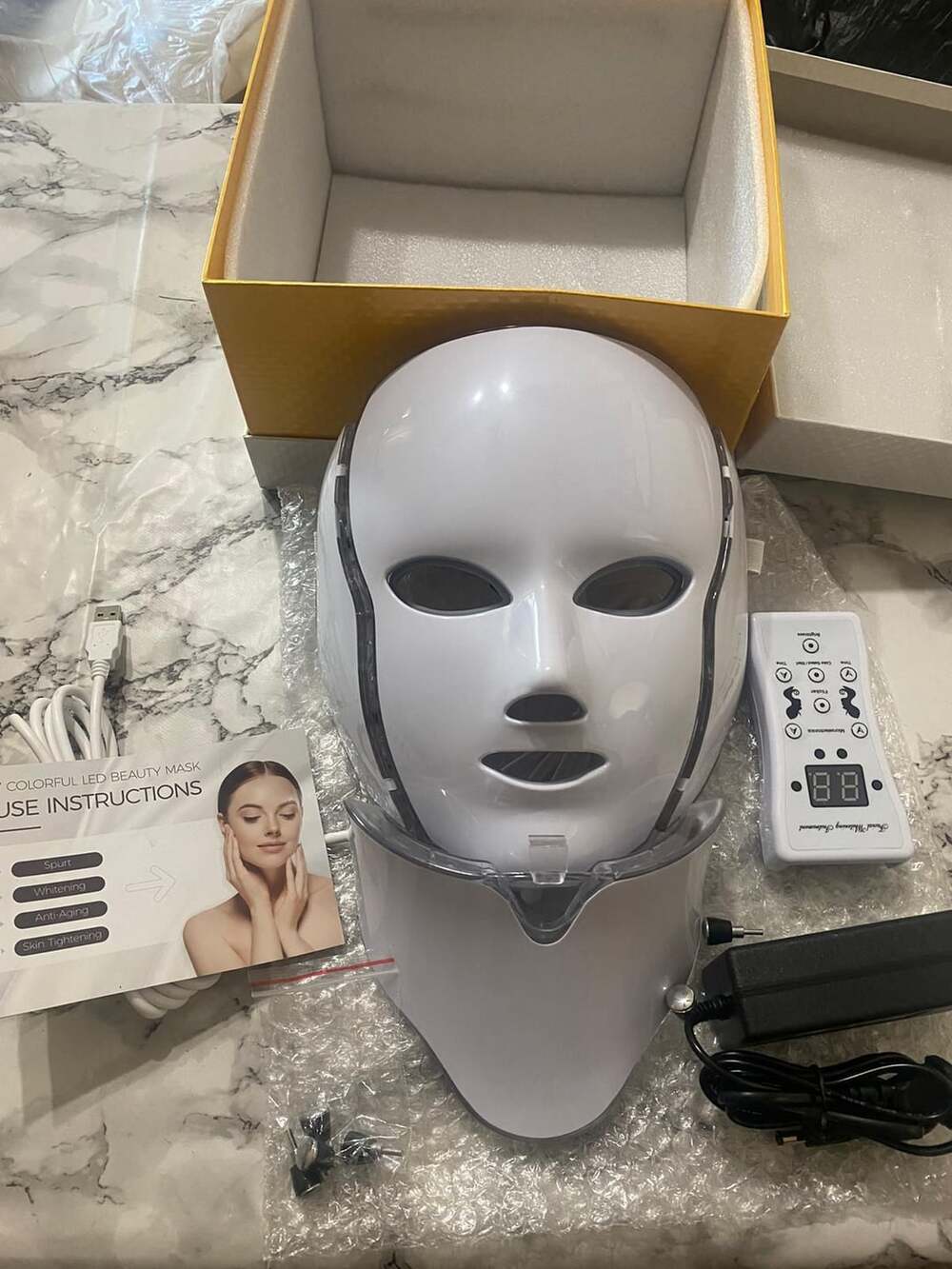 Colorful LED Beauty Mask Light Therapy Facial Mask and Neck